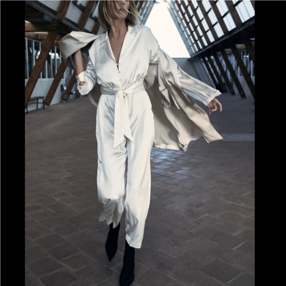 Zara SOLD OUT Satin Jumpsuit Size Small